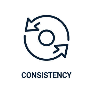 Circular Arrows Representing Consistency. An abstract icon featuring two circular arrows pointing towards each other around a central circle, symbolizing consistency, repetition, or a cycle.
