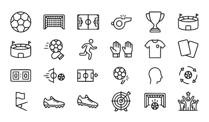 Football Soccer Editable Stroke Icon Set of 16 Minimal Line Sports Icons © Icon Zone