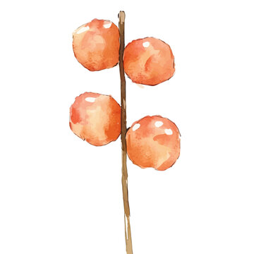 watercolor of Dango, vector, isolated on a white background.