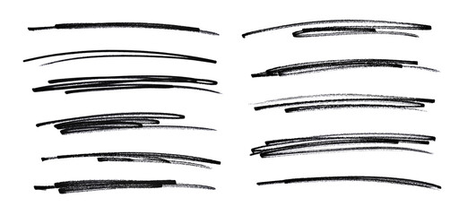 Hand-Drawn Black Marker Underline Set Isolated on White Background, Brush Pen Stroke Collection, Scribble Highlight Lines, Sketch Emphasis Elements for Text, Notes, Motion Graphics and Design © Novix