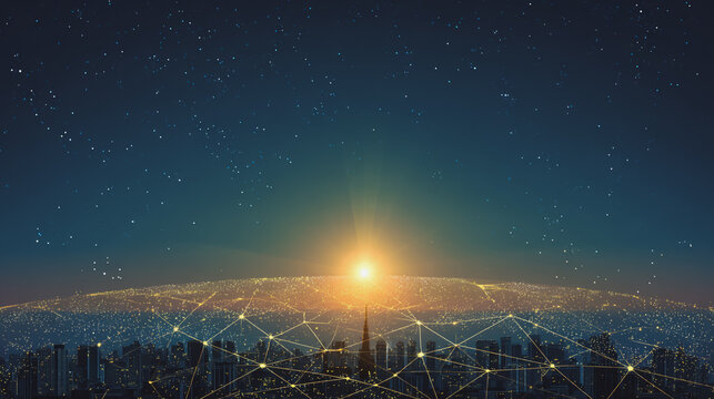 Smart digital Innovation city with connection network reciprocity over the city of future smart wireless digital city and social media networking systems that connects people with in city