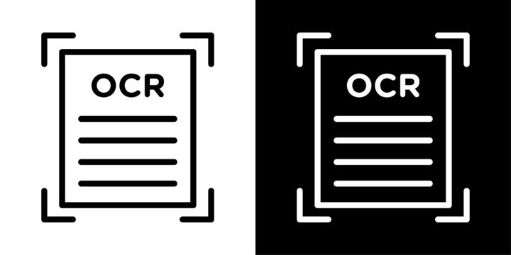 Modern OCR scanner icon representing optical character recognition, document scanning, text extraction, AI document processing, digitization, and smart data capture.
