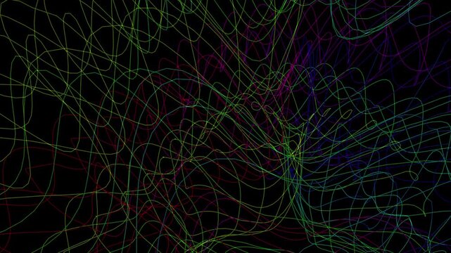An abstract drone perspective flying over vibrant flowing shapes with dynamic shifts in the HSB color spectrum.