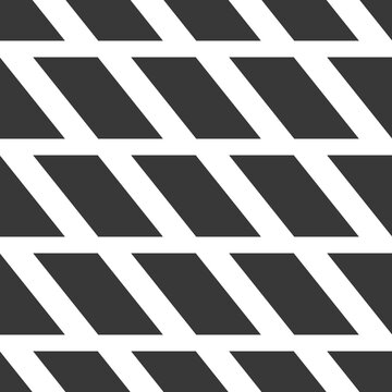 Seamless Monochrome Geometric Pattern Featuring Repeating Slanted Parallelograms for Modern Minimalist Graphic Design Backgrounds