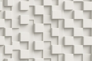 White 3D cubes wall with geometric relief and soft shadows © Tharshan