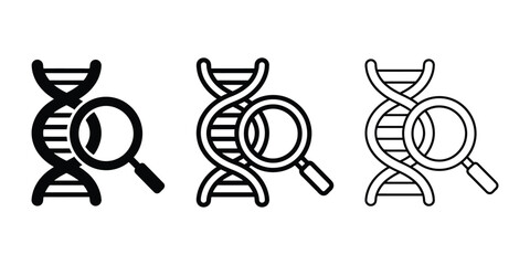 Fototapeta premium DNA analysis icon silhouette vector outline and line art