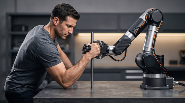 Bras de Fer entre un Homme et un Bras Robotis&eacute;