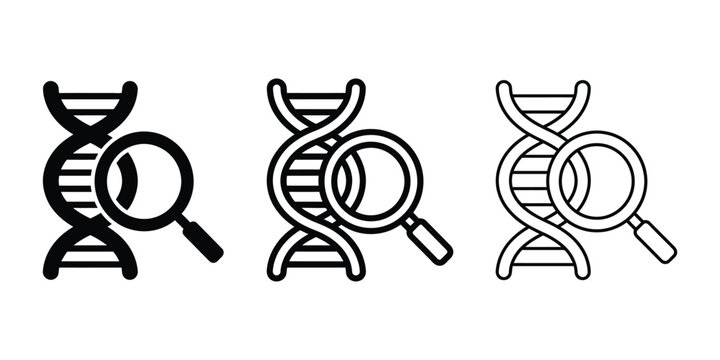 DNA analysis icon silhouette vector outline and line art