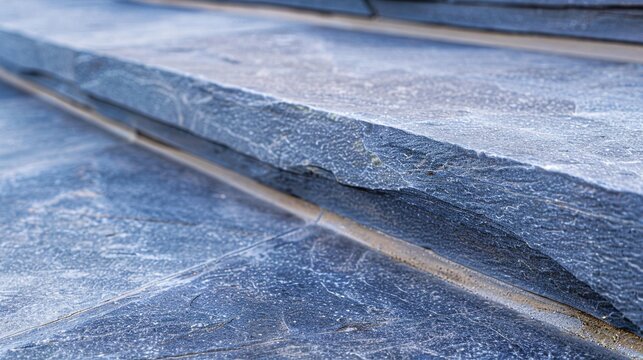 Worn bluestone concave step close up