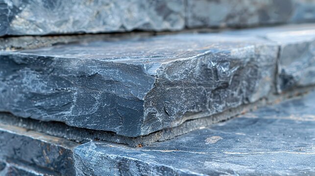 Worn bluestone concave step close up