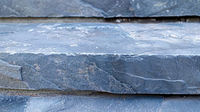 Worn bluestone concave step close up