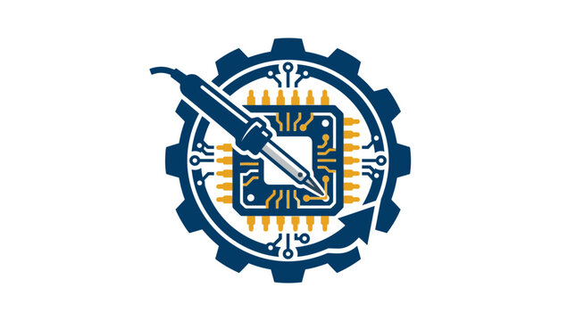 Gear with pencil logo design.