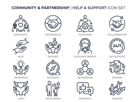 Help and Support Icons Set.