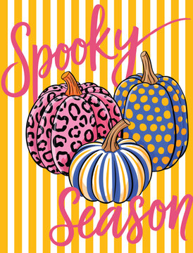Bright Halloween Pumpkin Design with Spooky Season Lettering