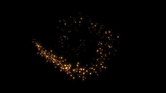 Gold Glitter Sparkle Trail with Magic Swirl, Fairy Dust Particles, Luxury Golden Light Animation, Black Background, Looping Stardust Glow, Logo Reveal Effect, Alpha Channel,4K