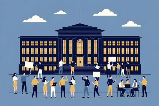 Professional Parliament Illustration Highlights Inclusive Government Participation