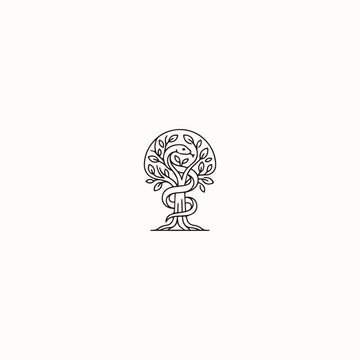 Tree snake logo template vector illustration design