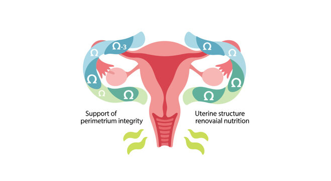 Uterus Anatomy and Ovarian Support: Reproductive Health Illustration