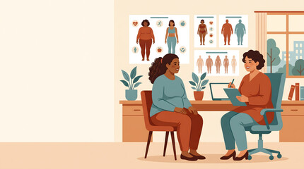 Fototapeta premium Doctor consulting patient about weight and health