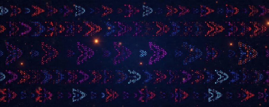 Dark halftone arrows, horizontal seamless pattern background, minimalist, modern