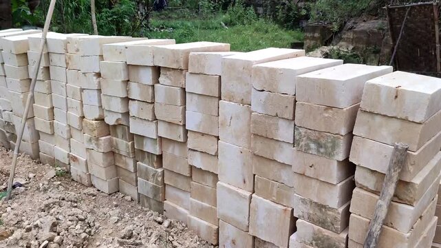 pile of limestone bricks