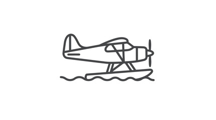 Seaplane on water with pontoons floating. © Pletuk