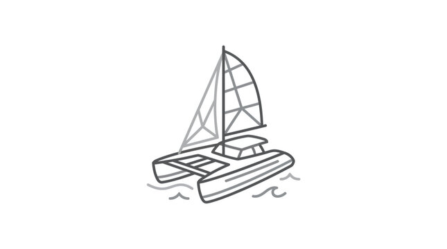 Sailing catamaran boat on water.