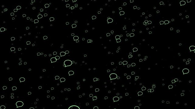 A shower of outline circular speech balloons. Alpha Channel. Seamless loop motion graphics.