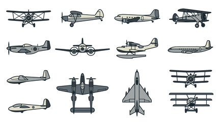 Vintage airplanes on white background. © Pletuk
