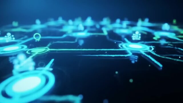 Abstract digital circuitry animation futuristic network connections