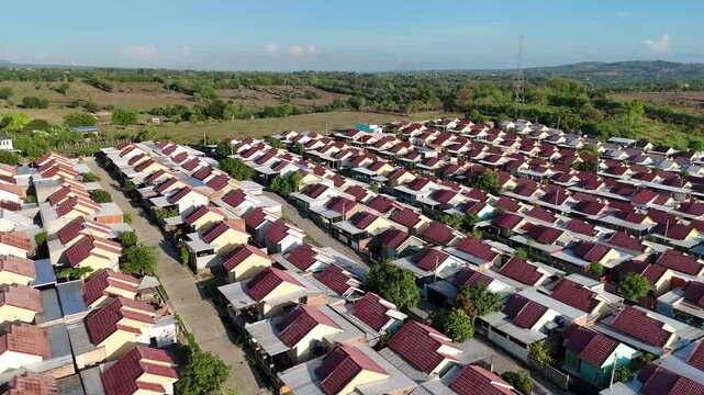 Aerial Drone View of Modern Residential Housing Complex in Indonesia 4K