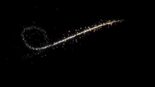 Gold Glitter Light Trail Spiral Animation, Sparkling Fairy Dust, Luxury Magic Glow, Golden Particles Swirl, Black Background, Seamless Loop, 4K Logo Reveal, Alpha Channel Included