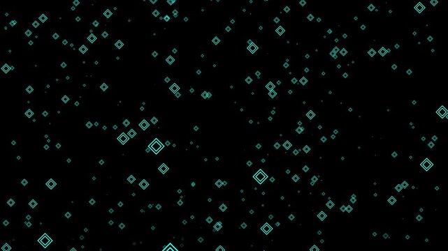 A shower of outline rhombus frames. Alpha Channel. Seamless loop.