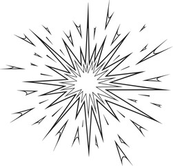 Obraz premium Black and white abstract starburst explosion graphic element representing speed or motion intense radial lines emanating from center