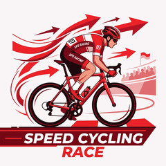 Fototapeta premium Dynamic Speed Cycling Race Illustration with Arrows and Crowd