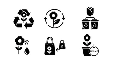 Fototapeta premium Set of icons representing ecofriendly practices and sustainability.
