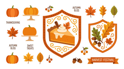 Fototapeta premium Autumn Bliss Thanksgiving Harvest Festival Elements