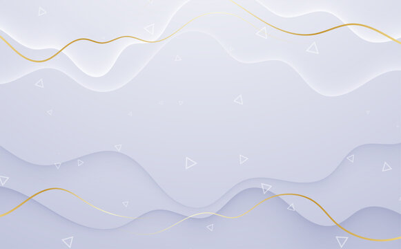 Abstract White Wave Background with Elegant Gold Lines and Geometric Shapes