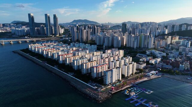 Gwangalli beach and namcheon dong residential area in busan
