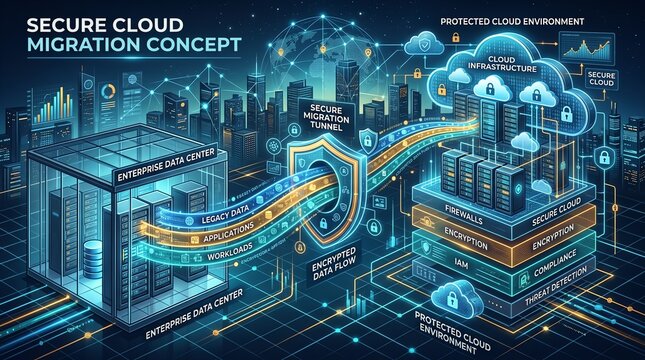 Enterprise data center to secure cloud migration