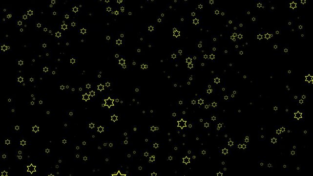 A shower of outline 6-point stars. Alpha Channel. Seamless loop motion graphics.