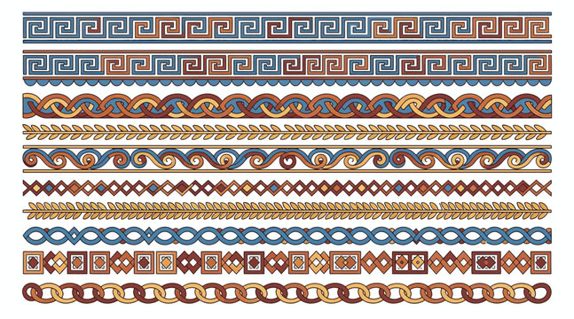 Ancient Greek Key Patterns & Borders | Decorative Ethnic Vector Motifs