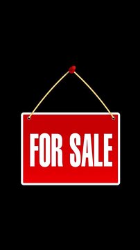 For Sale Store Red Signboard with pin for vertical display