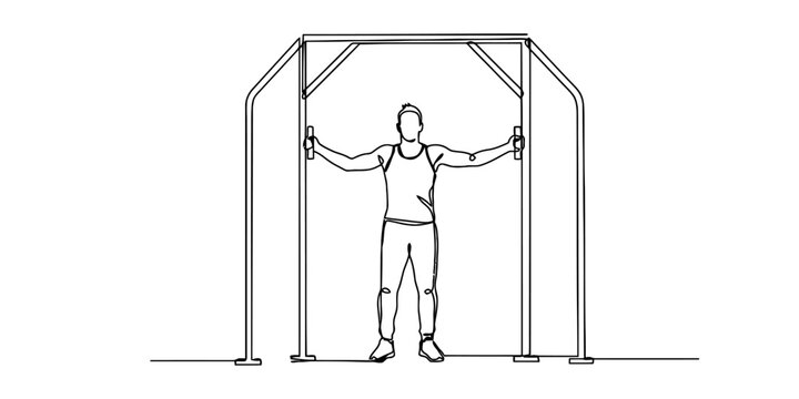 A man exercising using cable crossover machine for chest workout in the gym