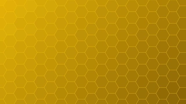 Golden hexagon pattern motion background, abstract geometric honeycomb texture loop animation 4k