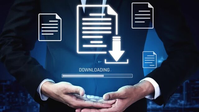 Visual representation of digital document downloading, showing file transfer, data access, and progress status for secure and efficient information retrieval Marrow