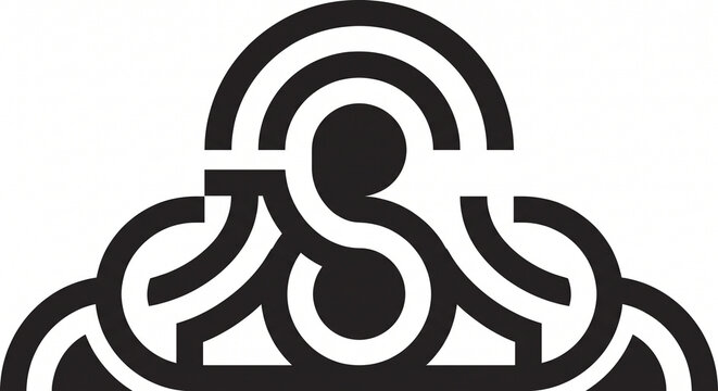 black and white abstract geometric cloud shape vector icon