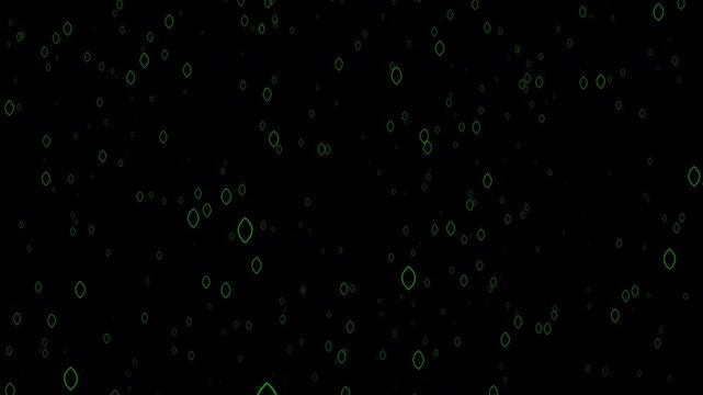 A shower of outline vesica piscis shapes. Alpha Channel. Seamless loop motion graphics.