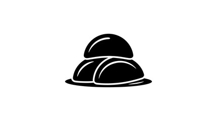 Fototapeta premium A minimalist black and white icon depicting a stack of three rounded bread rolls.
