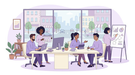 Fototapeta premium People Working Office Meeting.